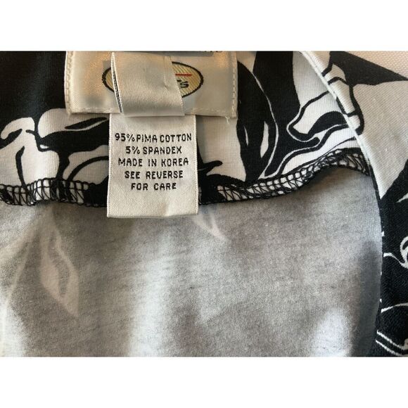 Talbots Black & White Floral Asymmetric Sleeveless Blouse Size Small - Picture 9 of 11